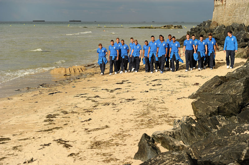 England U19s visit the Normandy Beaches.